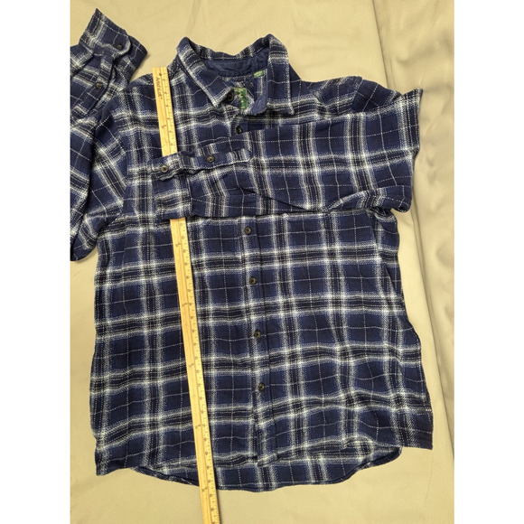 Woolrich Woolen Mills Heavyweight Plaid Flannel Shirt Shacket Mens XL Blue - Picture 8 of 14